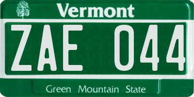 VT license plate ZAE044