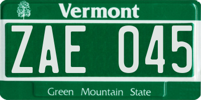 VT license plate ZAE045