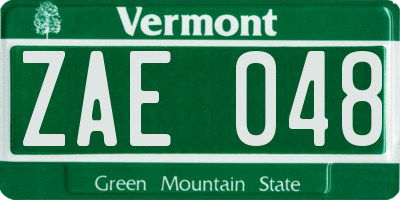 VT license plate ZAE048