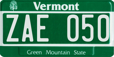 VT license plate ZAE050