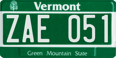 VT license plate ZAE051