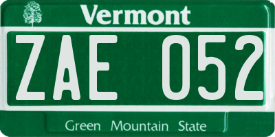 VT license plate ZAE052