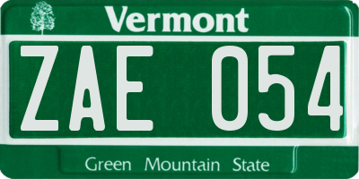 VT license plate ZAE054