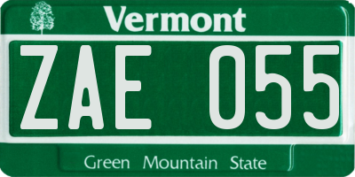 VT license plate ZAE055