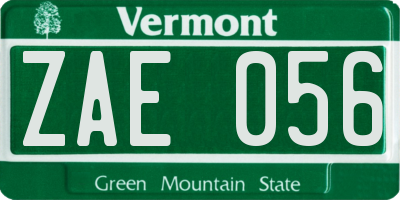 VT license plate ZAE056