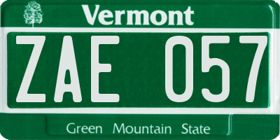 VT license plate ZAE057