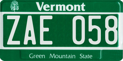 VT license plate ZAE058
