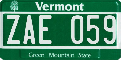 VT license plate ZAE059