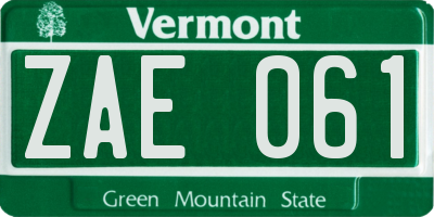 VT license plate ZAE061