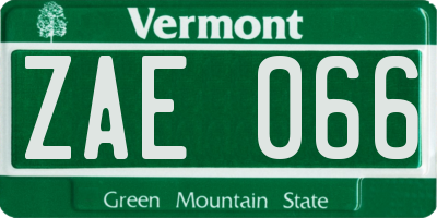 VT license plate ZAE066