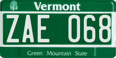 VT license plate ZAE068
