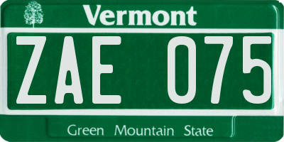 VT license plate ZAE075
