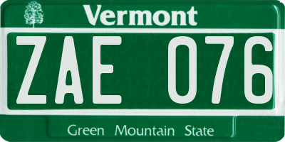 VT license plate ZAE076