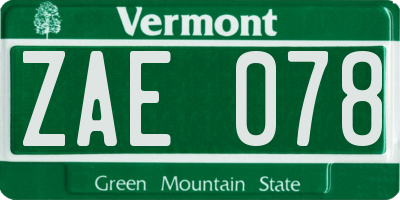 VT license plate ZAE078