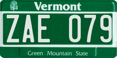 VT license plate ZAE079