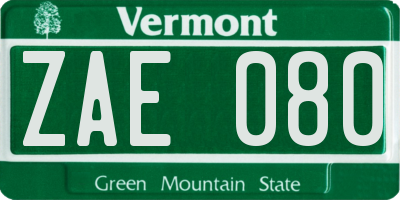 VT license plate ZAE080