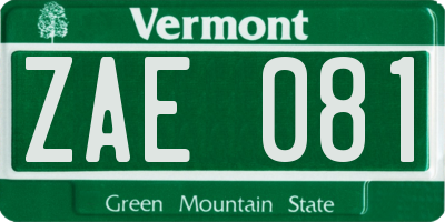 VT license plate ZAE081