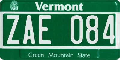 VT license plate ZAE084