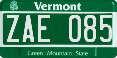 VT license plate ZAE085