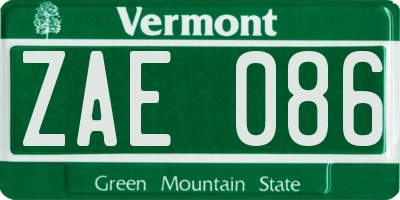 VT license plate ZAE086