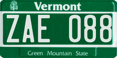 VT license plate ZAE088