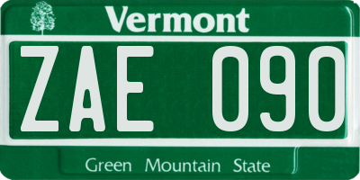 VT license plate ZAE090