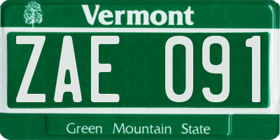 VT license plate ZAE091
