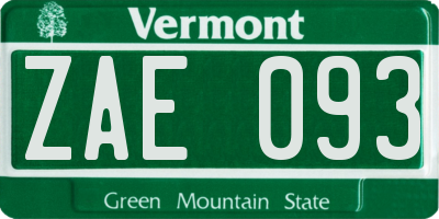 VT license plate ZAE093