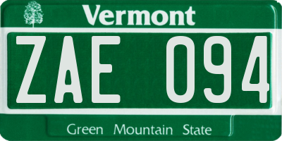 VT license plate ZAE094
