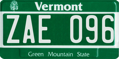 VT license plate ZAE096