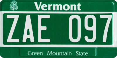 VT license plate ZAE097