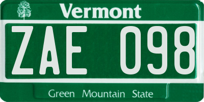 VT license plate ZAE098