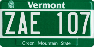 VT license plate ZAE107