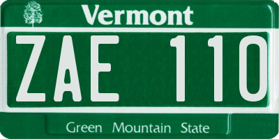 VT license plate ZAE110