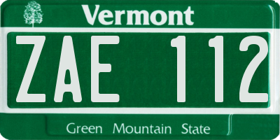 VT license plate ZAE112