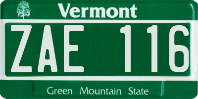 VT license plate ZAE116