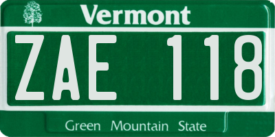 VT license plate ZAE118