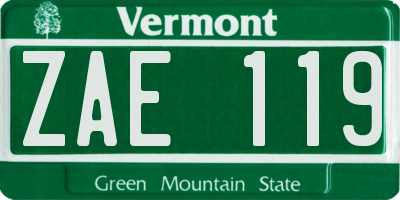 VT license plate ZAE119
