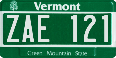 VT license plate ZAE121