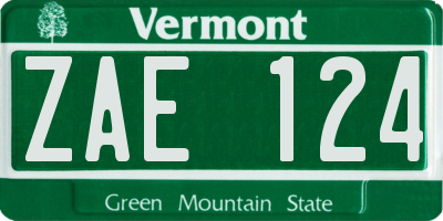 VT license plate ZAE124