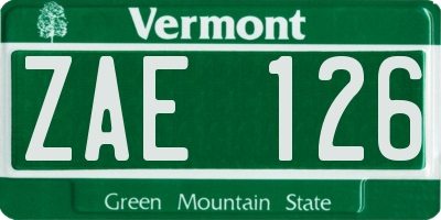 VT license plate ZAE126