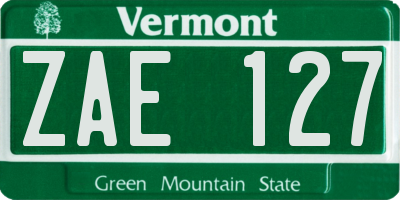 VT license plate ZAE127
