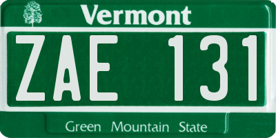VT license plate ZAE131