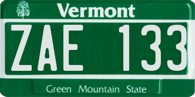 VT license plate ZAE133