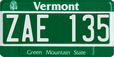 VT license plate ZAE135