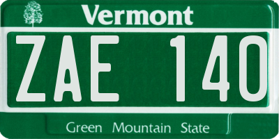 VT license plate ZAE140