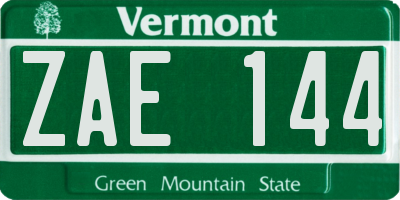 VT license plate ZAE144