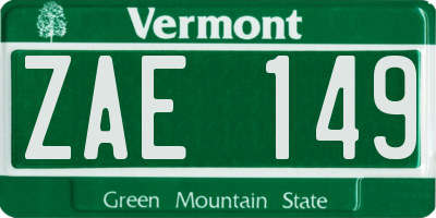 VT license plate ZAE149