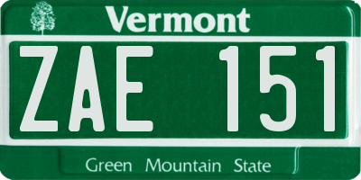 VT license plate ZAE151