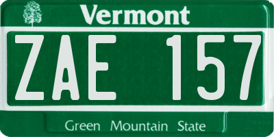 VT license plate ZAE157
